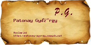 Patonay György névjegykártya